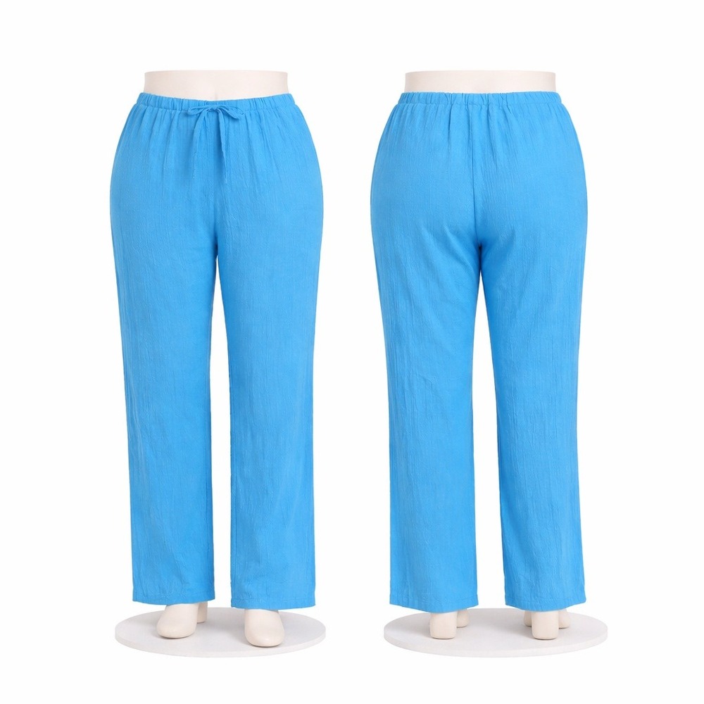 Denim & Co Naturals Aqua Blue Crinkle Gauze Wide Leg Pants Plus 2X Cotton New